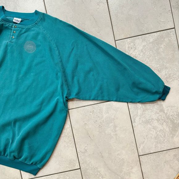 Rare Vintage 80s Osh Kosh Quarter Snap Pullover Sweatshirt Teal Size XL - Picture 5 of 7
